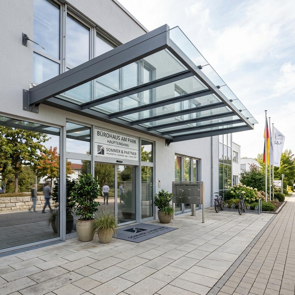 Wetterschutz für Gewerbeeingang