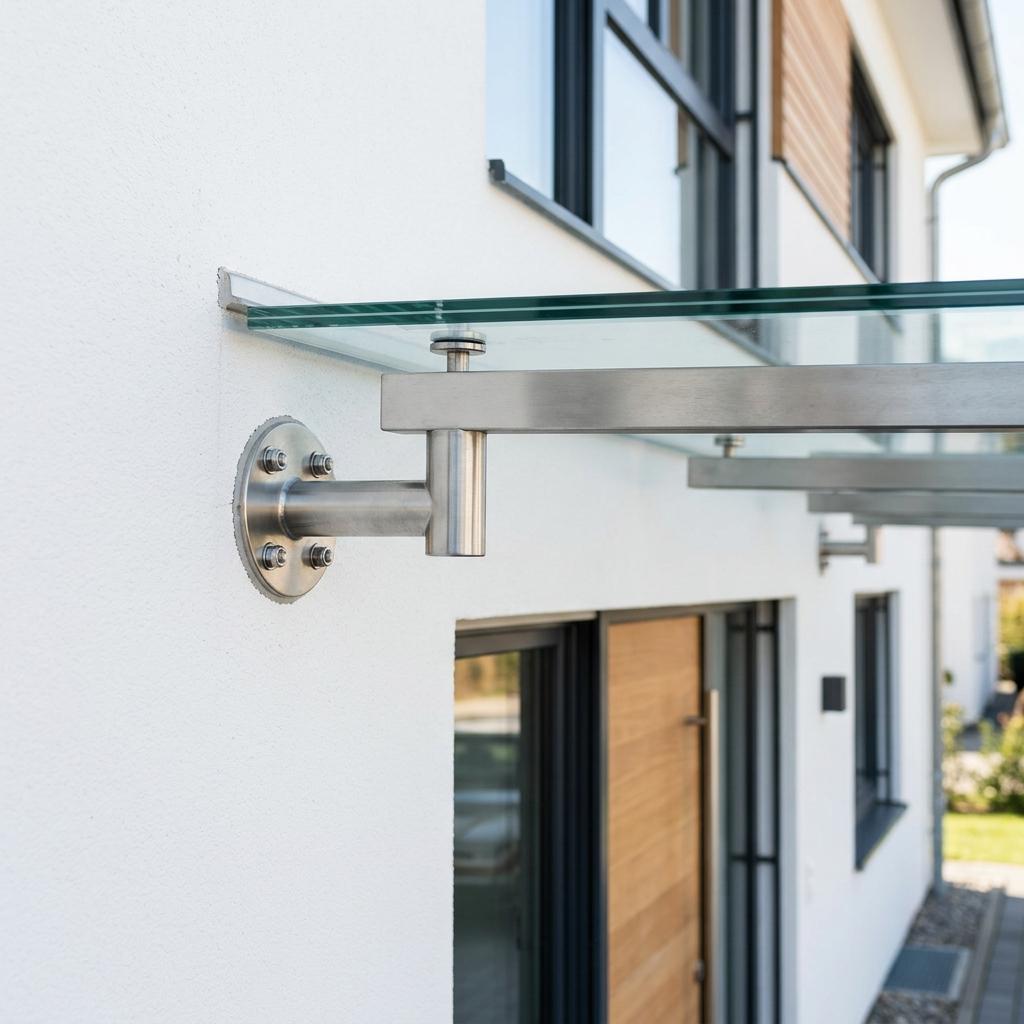 Vordach auf gedämmter Fassade